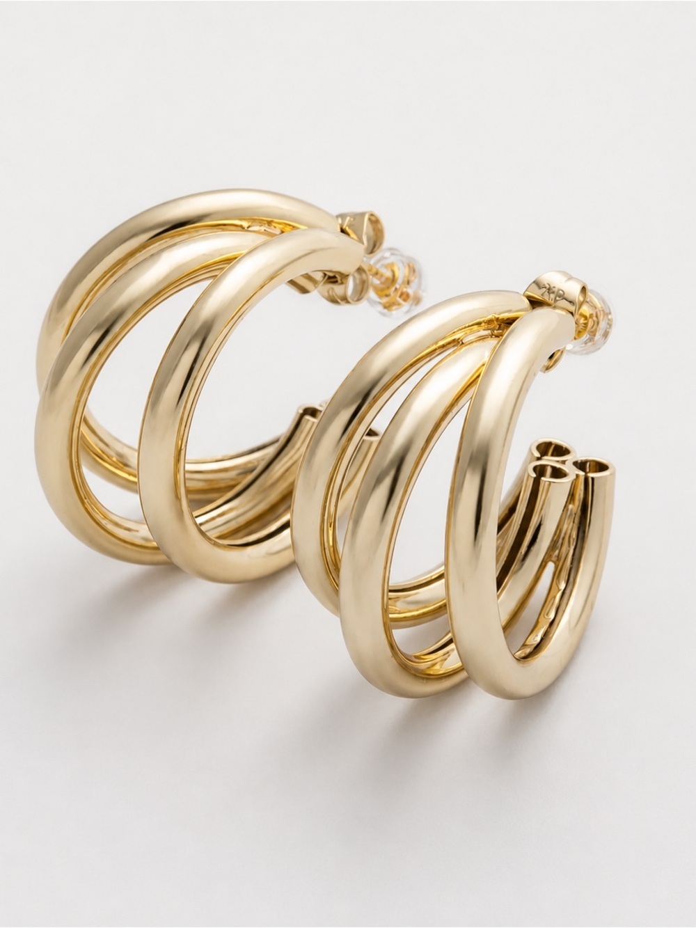 14K Gold Filled Triple Bans Hoops (8501)